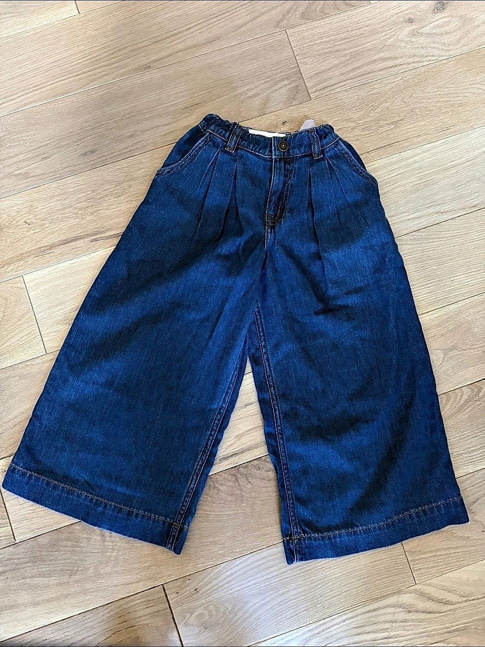 Mini Boden Pleat Jeans Wide Leg Blue Girls 6-7Y